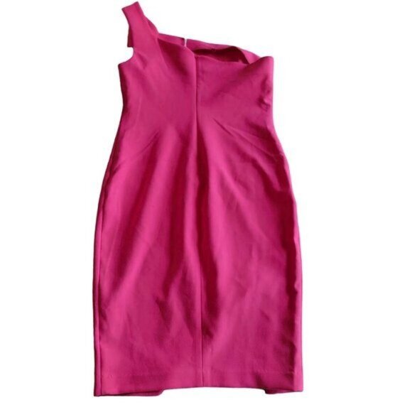 Likely Packard Dress Size 12 One Shoulder Fuchsia Pink Mid Length Slit New - Picture 6 of 12